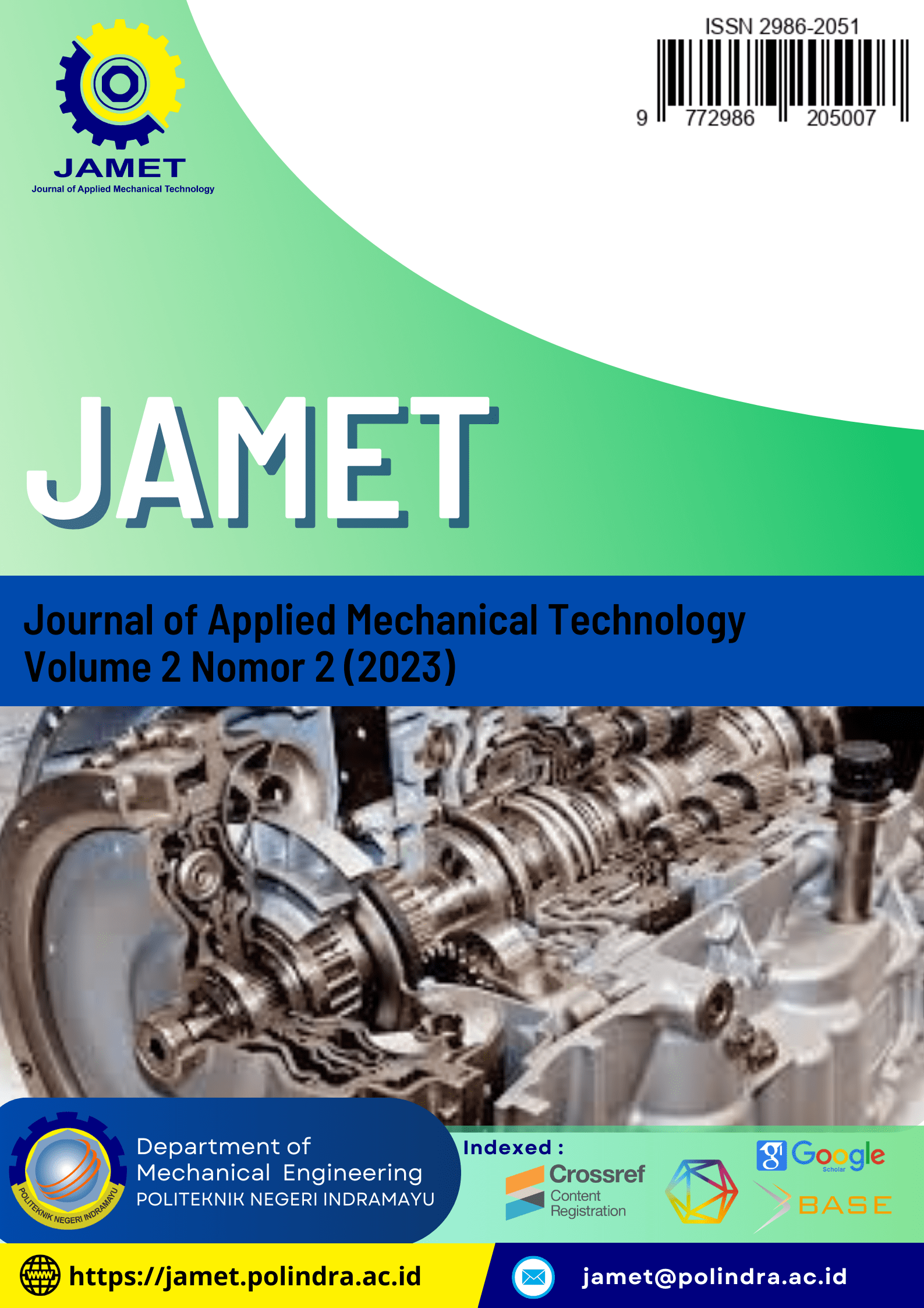 					View Vol. 2 No. 2 (2023): Journal of Applied Mechanical Technology (JAMET)
				